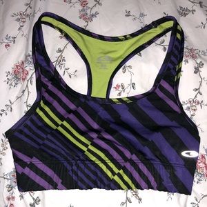 purple striped sports bra